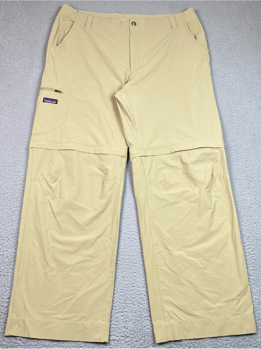 Patagonia Hiking Pants Men's Size 40 Beige Outdoor Stretch Nylon Convertible **